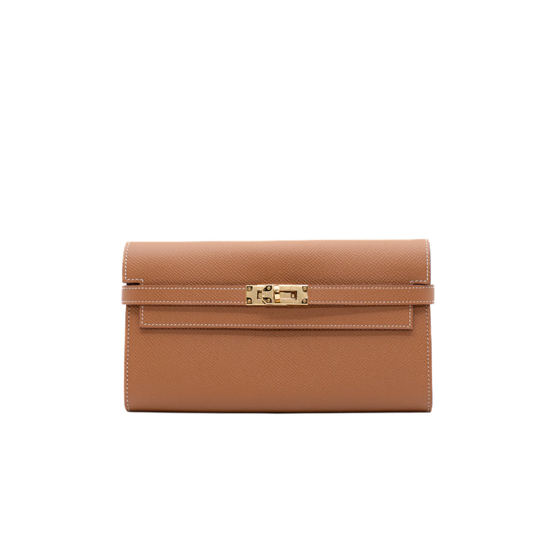 kelly long wallet in espom gold ghw D stamp - L'UXE LINK