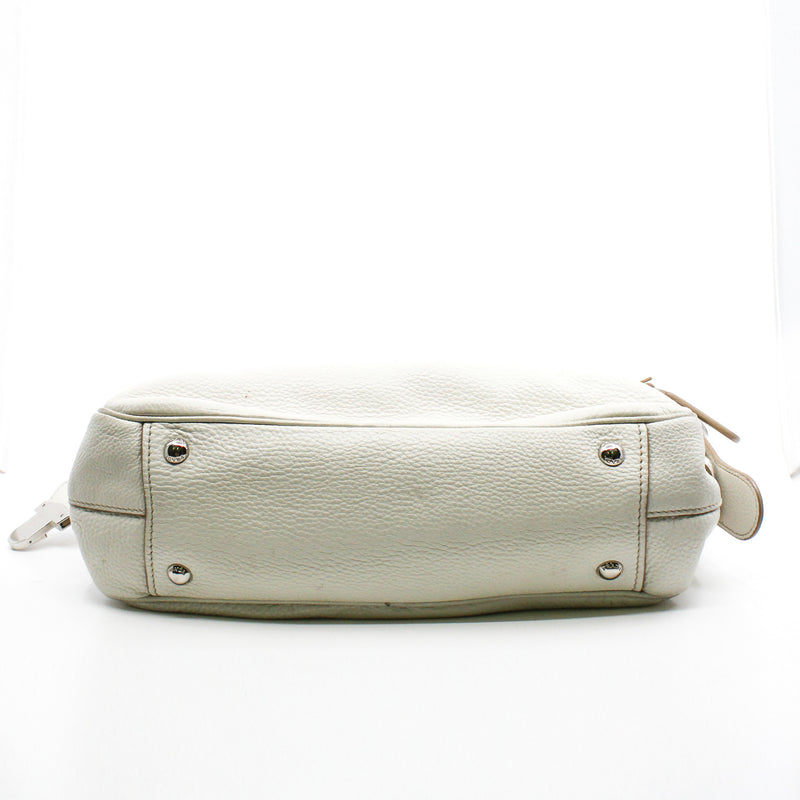 prada tote leather bag white