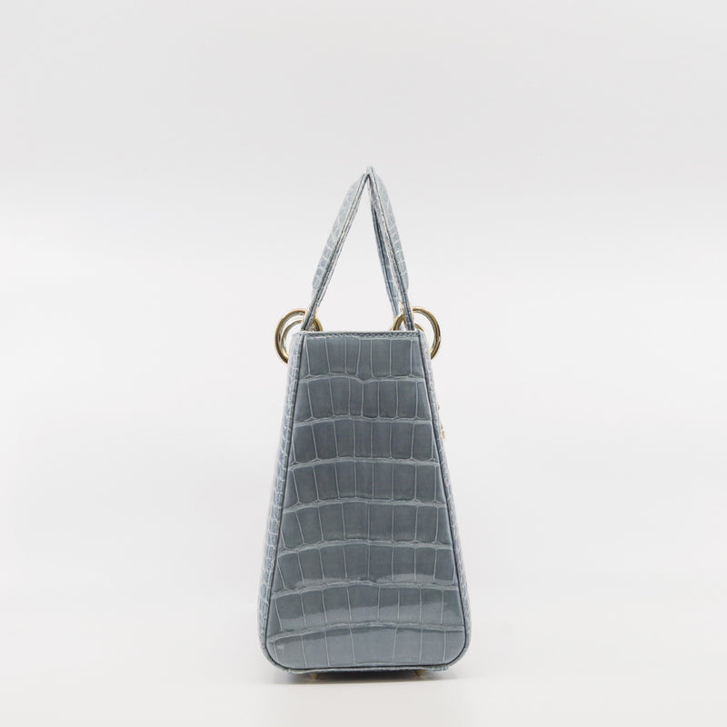lady dior mini crocodile  blue