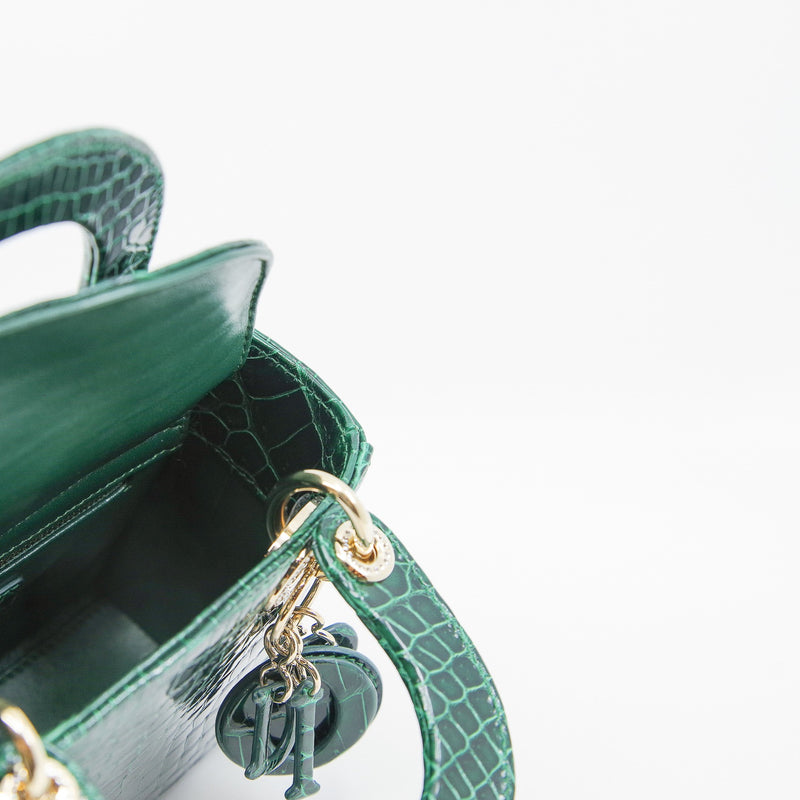mini lady aligator green phw with crystal - L'UXE LINK