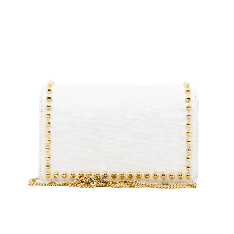 karlito wallet with chain white - L'UXE LINK