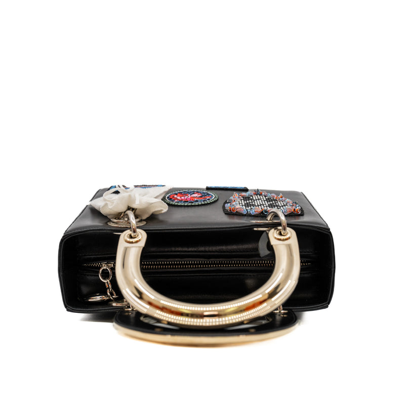 lady old medium with badges in leather black phw - L'UXE LINK