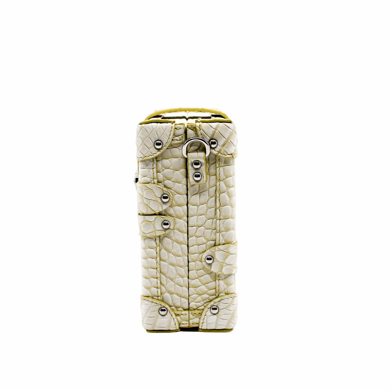 PETITE MALLE CROCODILE mint yellow phw