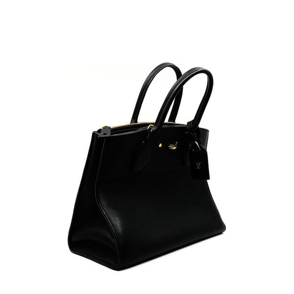 City Steamer Handbag Leather medium black  GHW