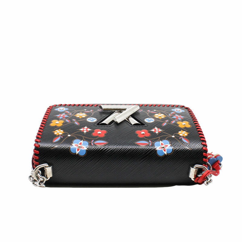 twist  bag with flower embrodary in epi black phw