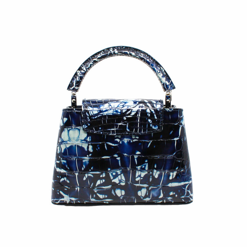 capucine mini alligator in navy white phw - L'UXE LINK