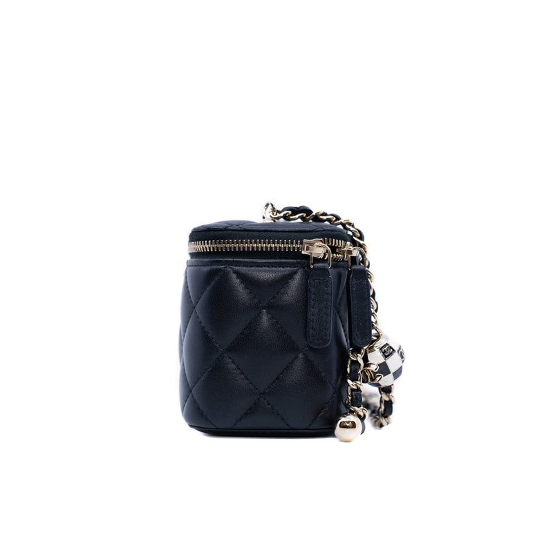 vanity case mini black lambskin with crush black and white