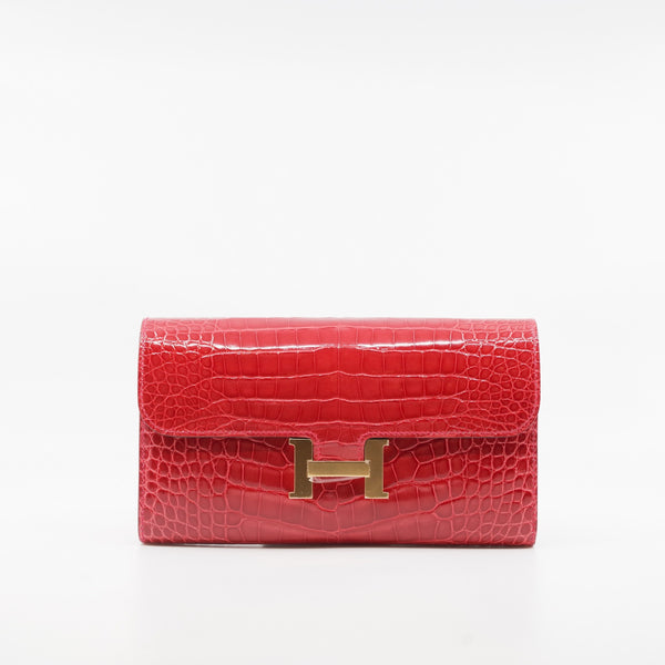 constance wallet red alligator ghw C stamp - L'UXE LINK