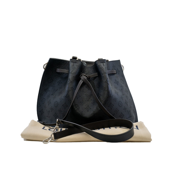 black leather tote monogram printes hollow phw - L'UXE LINK