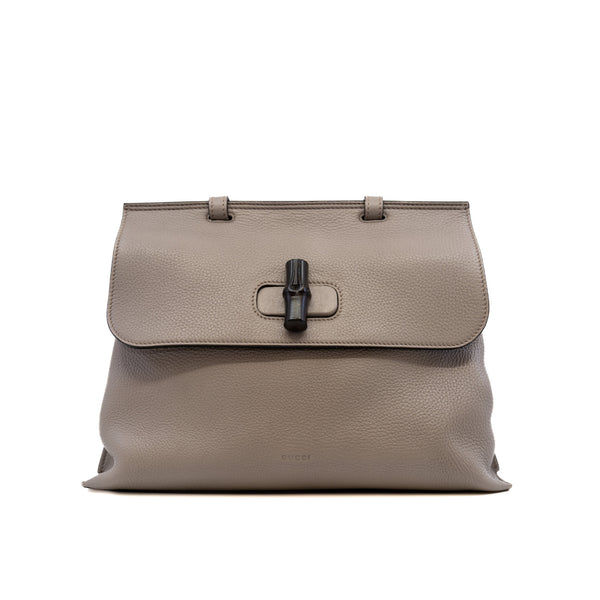grey leather top handle flap bag - L'UXE LINK