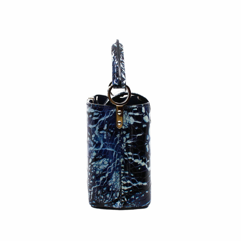 capucine mini alligator in navy white phw - L'UXE LINK